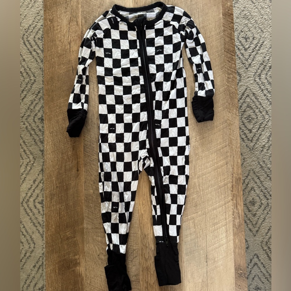 Little Sleepies Black and White Checkered Footie